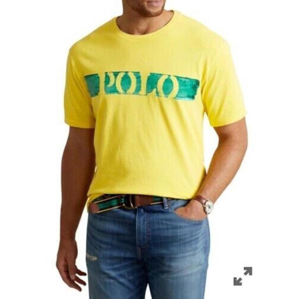 Polo Ralph Lauren Painted Stencil Logo  Yellow T-Shirt Men's Size 2XB